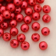 Imitation Pearl Acrylic Beads, Dyed, Round, Red, 5x4.5mm, Hole: 1mm, about 10000pcs/pound(PL608-13)