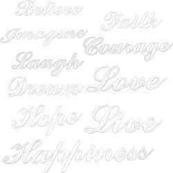 Acrylic Mirror Wall Stickers, with Adhesive Back, Word Love Live Laugh, Silver, 75~97x35~230x0.8mm, 37pcs/set.(DIY-WH0190-85B)