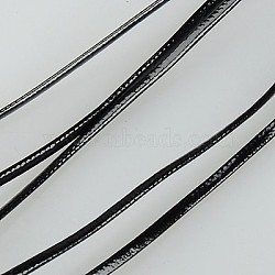 Imitation Leather Cord, Flat PU Leather, Black, 2x1mm, 100yard/bundle(300 feet/bundle)(LC-K001-2mm-03)