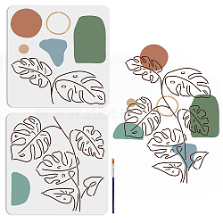 US 2Pcs 2 Styles PET Hollow Out Drawing Painting Stencils, for DIY Scrapbook, Photo Album, with 1Pc Art Paint Brushes, Leaf, 300x300mm, 1pc/style(DIY-MA0002-31D)