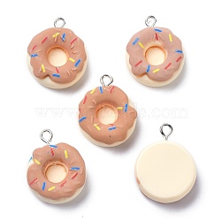 Resin Pendants, with Iron Loop, Doughnut, Dark Salmon, 24x19x8mm, Hole: 2.5mm(X-RESI-G026-07)