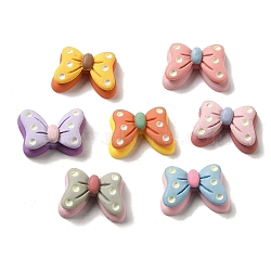 Opaque Resin Decoden Cabochons, Polka Dot Bowknot, Mixed Color, 14.5x20x6mm(RESI-D008-04)