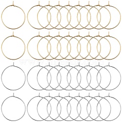 160Pcs 2 Colors 316 Surgical Stainless Steel Hoop Earring Findings, Wine Glass Charms Rings, Real Gold Plated & Stainless Steel Color, 25x0.7mm, 21 Gauge, 80pcs/color(STAS-SC0007-21)