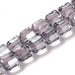 Electroplate Glass Beads Strands, Faceted, Column, Misty Rose, 6x6.5mm, Hole: 1mm, about 72pcs/strand, 20.87''(53cm)(EGLA-D030-19N)