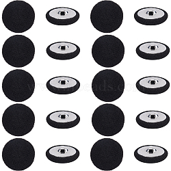 20Pcs Iron with Cloth Buttons, 1-Hole, Flat Round, Black, 28.5x12mm, Hole: 3x3mm(BUTT-GF0003-76A)