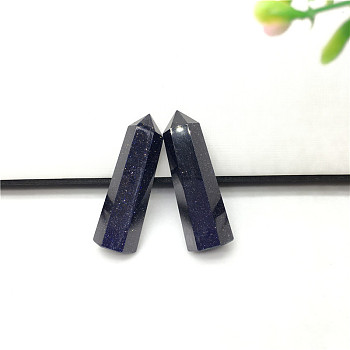 Point Tower Synthetic Blue Goldstone Wands, for Reiki Chakra Meditation Therapy Decos, Hexagon Prism, 50~60mm