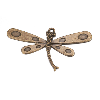 Tibetan Style Alloy Big Pendants, Dragonfly, Antique Bronze, Lead Free and Cadmium Free and Nickel Free, 61x35.5x3mm, Hole: 2mm