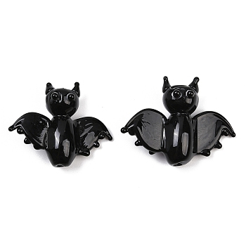 Halloween Handmade Lampwork Beads, Bat, 24x29x10.5mm, Hole: 1.6mm