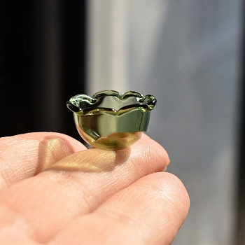 Miniature Glass Bowl, for Dollhouse Accessories Pretending Prop Decorations, Olive Drab, 16x5mm