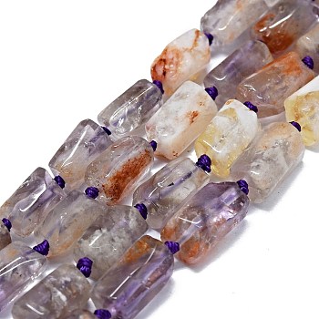 Natural Purple Lodolite Quartz Beads Strands, Nuggets, 11~13x7~8mm, Hole: 0.8mm, about 26~30pcs/strand, 16.54''(42cm)