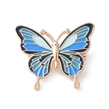 Butterfly Enamel Pins, Alloy Brooches for Backpack Clothes, Sky Blue, 28.5x34mm