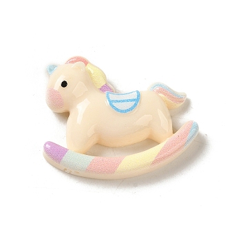 Baby Theme Opaque Resin Decoden Cabochons, Horse, 26x31x6.5mm