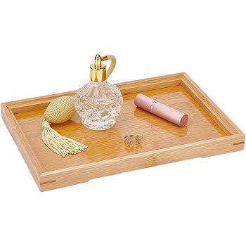 Bamboo Display Tray, Essential Oil Bottle Crystal Stone Storage Tray, Rectangle, Goldenrod, 190x280x24mm