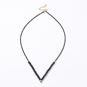 Natural Black Spinel Beaded Necklaces Making, with Brass Findings, 17.7 inch (45cm)