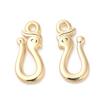Rack Plating Brass Pendants, Cadmium Free & Lead Free, Snake Charm, Real 24K Gold Plated, 15x6.5x1.5mm, Hole: 1.4mm