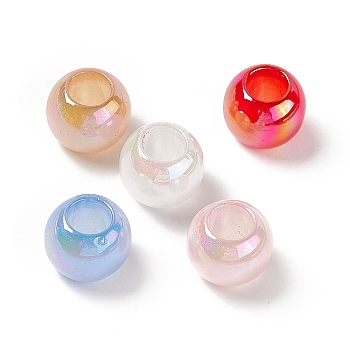 Opaque Acrylic Beads, AB Color, Round, Mixed Color, 15.5x12.5mm, Hole: 7.8mm