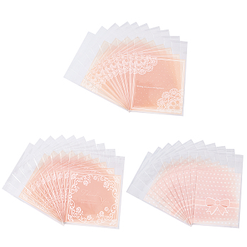 Rectangle OPP Cellophane Bags, Mixed Color, 12.5~13.6x7.9~10.1cm, about 95~100pcs/bag, 3bags/set