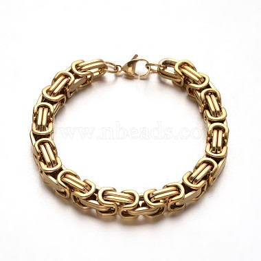Trendy 304 Stainless Steel Byzantine Chain Bracelets(BJEW-L510-06)-2