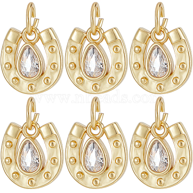 Real 18K Gold Plated Clear Others Brass+Cubic Zirconia Charms