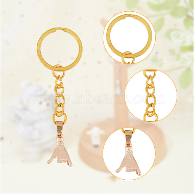 Pull Hook Gesture Alloy Pendant Keychain(KEYC-WH0036-36A)-3