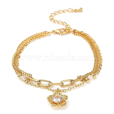 Clear Flower Brass Bracelets