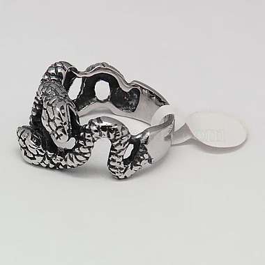 Retro personalizado 304 anillos de la serpiente del acero inoxidable para los hombres(RJEW-F006-119)-2