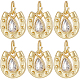 6Pcs Brass with Cubic Zirconia Pendants(KK-BBC0012-07)-1