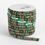 Ethnic Cord Polyester Cords, Green, 7x5mm, 10yards/roll(OCOR-M005-01)