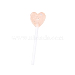 Resin Cabochons, with Plastic Handle and Paillette/Sequins, Heart Lollipop, Bisque, 66x18x6mm(RESI-WH0025-13E)