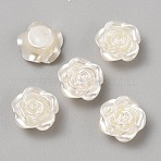 ABS Plastic Beads, Flower, Beige, 14x14x6mm, Hole: 1.7mm(KY-WH0004-28D-01)