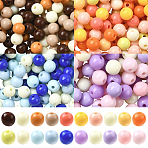 1200Pcs 4 Colors Opaque Acrylic Beads, Round, Mixed Color, 5~5.5x5.5~5.8x5.5~5.8mm, Hole: 1.5mm, 300pcs/color(SACR-PA0001-08)