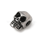316 Surgical Stainless Steel Beads, Polished, Skull, Antique Silver, 11x8x9mm, Hole: 2.5mm(SA-CBA1C2C-10AS-01)