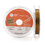 50M Soft Stainless Steel Wire, with Spool, Round, Golden, 0.6mm, about 164.04 Feet(50m)/Roll(TWIR-N006-01D-G)