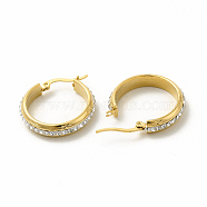 Crystal Rhinestone Hoop Earrings, 304 Stainless Steel Jewelry for Women, Golden, 25x28x3mm, Pin: 0.6x1mm(EJEW-M214-16D-G)