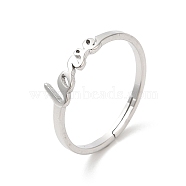 304 Stainless Steel Finger Rings, Word Love Adjustable Rings for Women, Stainless Steel Color, Inner Diameter: 17mm(RJEW-L107-018P)