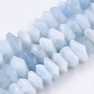Natural Aquamarine Beads Strands, Nuggets, Faceted, 9.5~11x6~7mm, Hole: 1.2mm, about 30~32pcs/strand, 7.48 inch(19cm)(G-R462-19)
