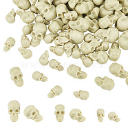 DIY Halloween Skull Vase Fillers for Centerpiece Floating Candles, Including Plastic Figurine & Half Drilled Beads, Pale Goldenrod, 140Pcs/box(KY-AR0001-25)