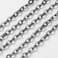Iron Cable Chains, Unwelded, with Spool, Flat Oval, Cadmium Free & Lead Free, Gunmetal, 4.1x3x0.5mm, about 328.08 Feet(100m)/roll(CH-0.8PYSZ-B)