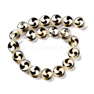 Glass Beads Strands, with Enamel, Flat Round, Black, 17x7mm, Hole: 1.5mm, about 19pcs/strand, 12.60 inch(32cm)(GLAA-L047-03D)
