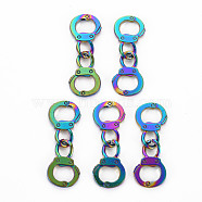 Alloy Links Connectors, Cadmium Free & Nickel Free & Lead Free, Handcuffs, Rainbow Color, 32mm, Hole: 5.5x7.5mm(PALLOY-N163-081-NR)