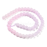 Spray Painted Crackle Glass Beads Strands, Gradient Color, Segmented Multi-color Beads, Round, Pink, 8mm, Hole: 1mm, about 48pcs/strand, 14.96 inch(38cm)(DGLA-C002-8mm-03)