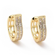 Cubic Zirconia Rectangle Earrings, Golden Brass Jewelry for Women, Clear, 18x5x18mm, Pin: 1mm(EJEW-E277-05G-01)