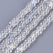 Electroplate Glass Beads Strands, Flower, Clear AB, 9x9x5mm, Hole: 0.9mm, about 80pcs/strand, 25.1 inch(EGLA-T017-04A)