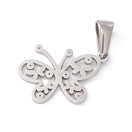 304 Stainless Steel Pendants, Laser Cut, Hollow, Butterfly Charms, Stainless Steel Color, 19.5x16x1mm, Hole: 2.5x4.5mm(STAS-G284-10P)
