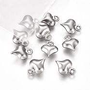 304 Stainless Steel Charms, Heart, Stainless Steel Color, 8.5x6x3mm, Hole: 1mm(STAS-I138-11A-P)