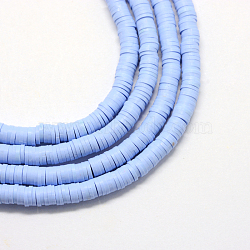 Handmade Polymer Clay Beads, Disc/Flat Round, Heishi Beads, Cornflower Blue, 8x0.5~1mm, Hole: 2mm, about 380~400pcs/strand, 17.7 inch(X-CLAY-R067-8.0mm-32)