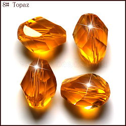 K9 Glass, Imitation Austrian Crystal Beads, Grade AAA, Faceted, Bicone, Orange, 6x8mm, Hole: 0.7~0.9mm(SWAR-F077-9x6mm-08)