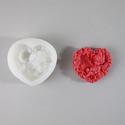 Valentine's Day Heart & Rose & Angel DIY Silicone Molds, Fondant Molds, Resin Casting Molds, for Chocolate, Candy, UV Resin & Epoxy Resin Craft Making, White, 80x82x29.5mm(SIL-Z008-02F)