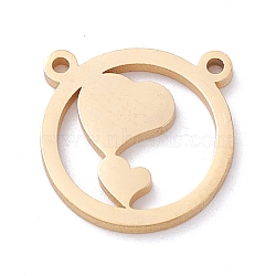 Vacuum Plating 304 Stainless Steel Pendants, Flat Round with Heart, Golden, 12x1mm, Hole: 1mm(STAS-A053-06G)