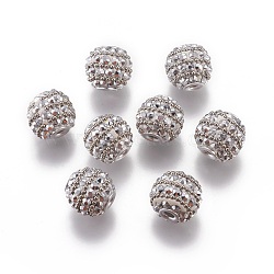 Handmade Indonesia Beads, with Metal Findings, Round, Silver Color Plated, WhiteSmoke, 17x15mm, Hole: 3mm(IPDL-E010-01B)